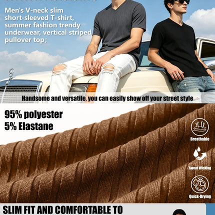 Men's Ribbed V-Neck T-Shirt