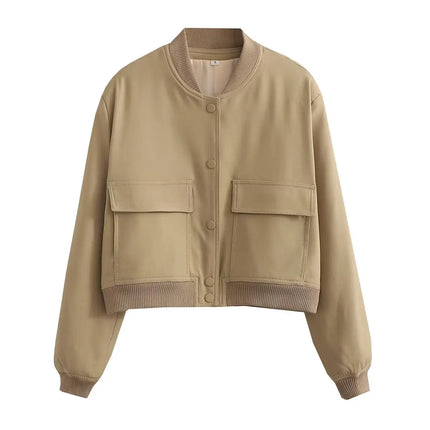 Women's V-Neck Bomber Jacket