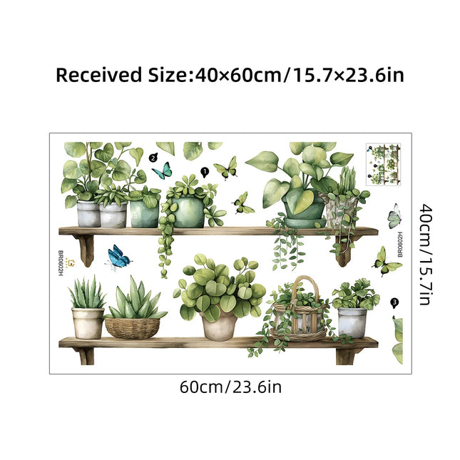 Watercolor Potted Plant Wall Stickers