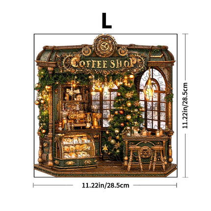Christmas Coffee Shop Wooden Puzzle