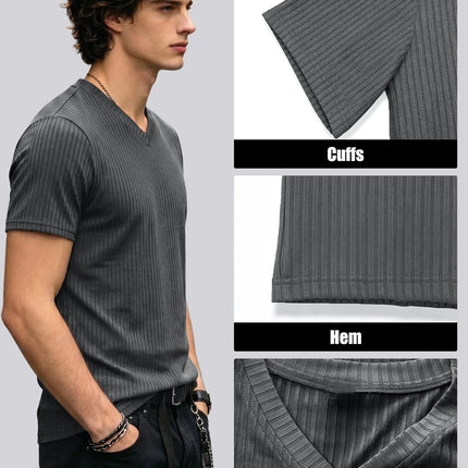 Men's Ribbed V-Neck T-Shirt