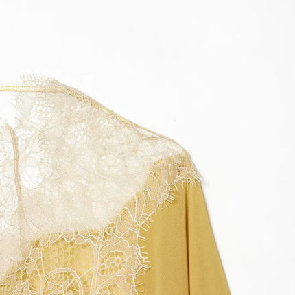 Women's Lace Patchwork Sheer Blouse