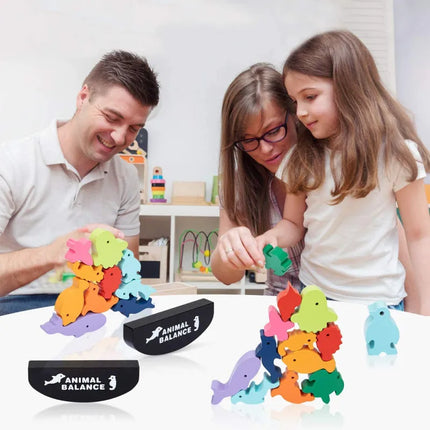 Wooden Dinosaur Balancing and Stacking Game for Kids