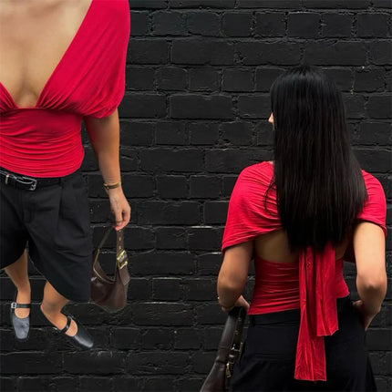 Women's V-Neck Backless Crop Top