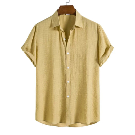 Men’s Short-Sleeve Cotton Linen Shirt