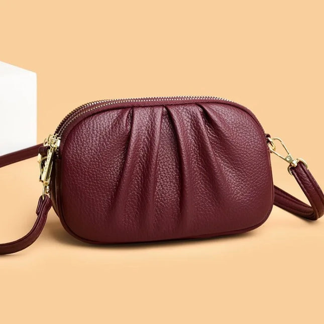 Ruched Double-Zipper Pouch