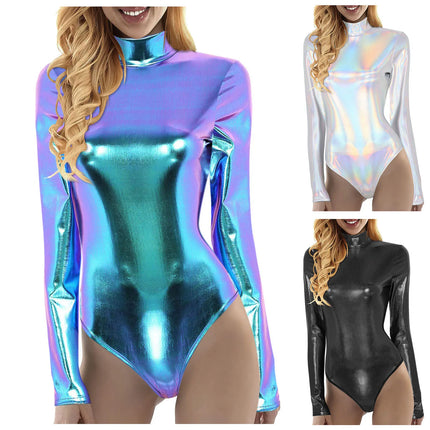 Women's Metallic Long-Sleeve Bodysuit