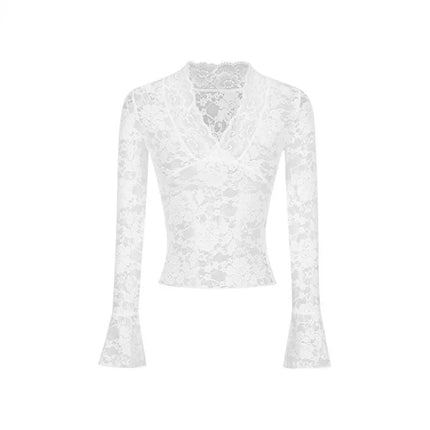 Women's Sheer Lace V-Neck Top