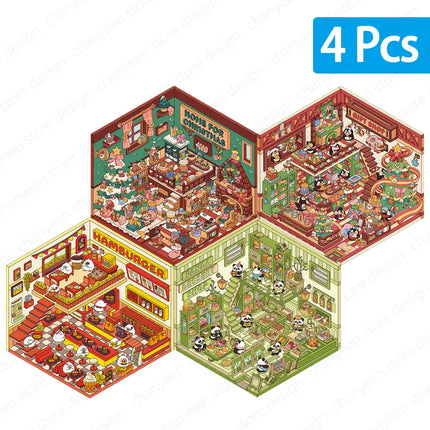 Christmas 3D DIY Sticker Cabin Scene Craft Kit for Kids