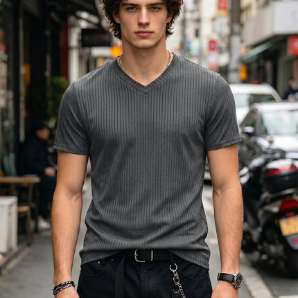 Men's Ribbed V-Neck T-Shirt