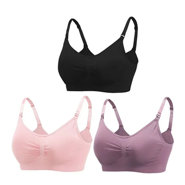 3-Piece Cotton Maternity Nursing Bra Set