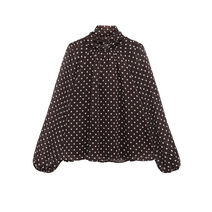 Women's Polka Dot Bow Blouse