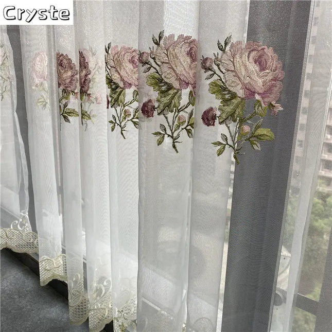 Peony Embroidered Sheer Curtain