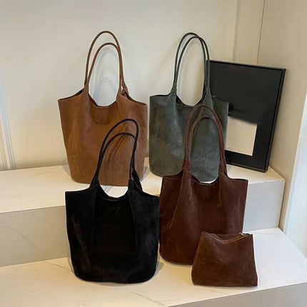Suede Tote Shoulder Bag