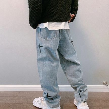 Men’s Printed Baggy Wide-Leg Jeans