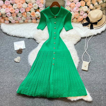 Elegant Patchwork Knitted Long Dress