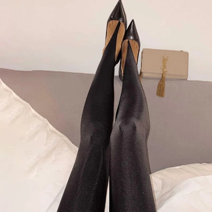 Black High-Waist Glitter Leggings