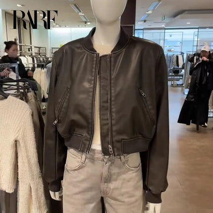 Women's Faux Leather Bomber Jacket