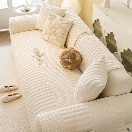 Geometric Jacquard Fleece Sofa Cover