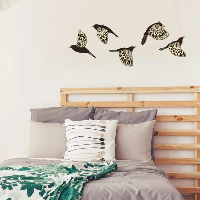 Wooden Flying Bird Wall Decor Set