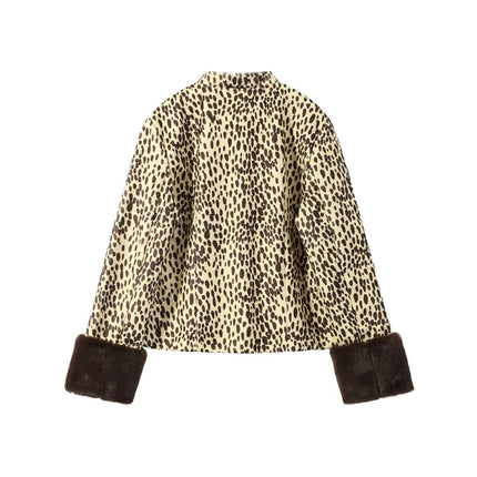 Women's Leopard Print Fur Jacket