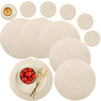 6Pcs 33.5CM Apricot / 6 Mats 6 Coaster
