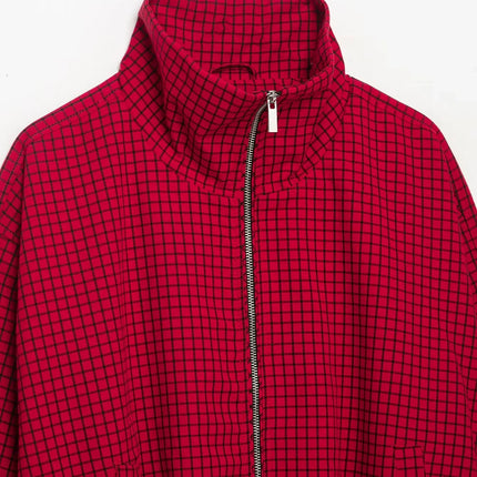 Women's Red Plaid Bomber Jacket