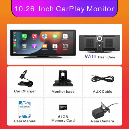 Universal Portable Wireless Carplay Screen for Car with Android Auto Touchscreen Car Stereo System