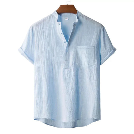 Men's Cotton Linen Henley T-Shirt