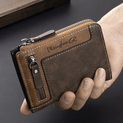Retro Zipper Leather Wallet