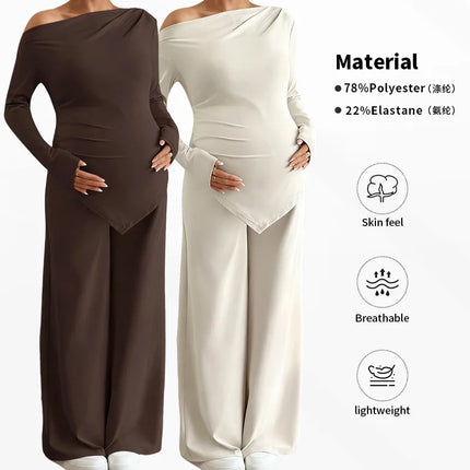2-Piece Maternity Polo Shirt and Pants Set