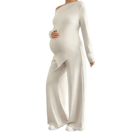 2-Piece Maternity Polo Shirt and Pants Set