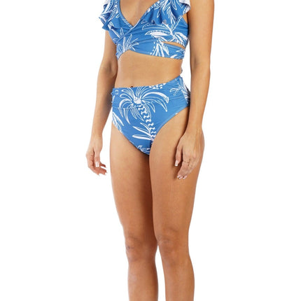 Wholesale Blue Ruffle Bikini Set with Matching Cover Ups | Resort Swimwear Supplier