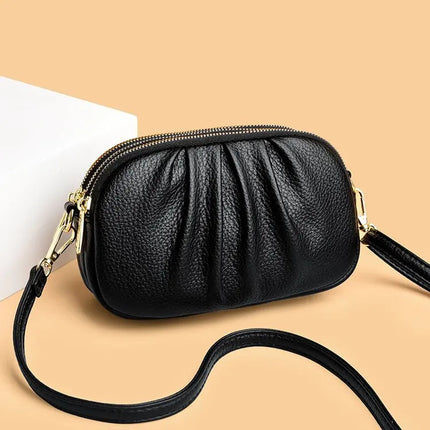 Ruched Double-Zipper Pouch