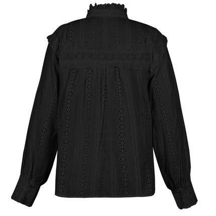 Women's Lace-Up Embroidered Blouse