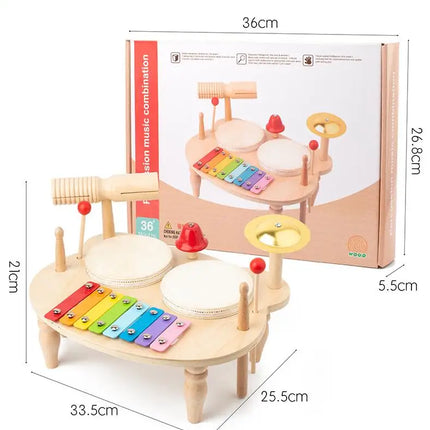 Wooden Xylophone and Drum Set