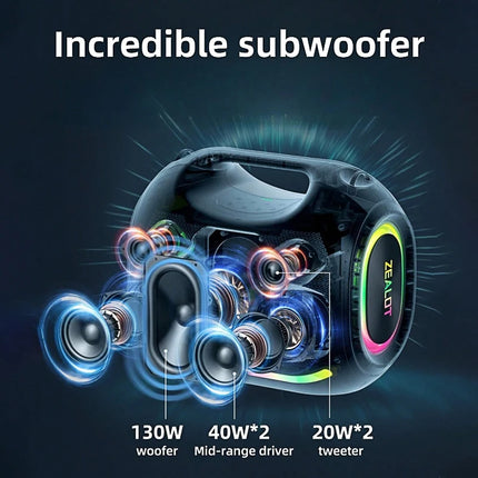 250W Portable Bluetooth Speaker with RGB Lights