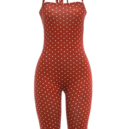 Women's Polka Dot Backless Halter Romper