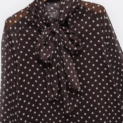 Women's Polka Dot Bow Blouse