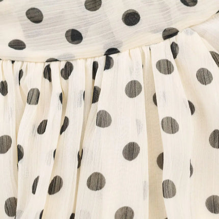 Polka Dot High-Collar Blouse