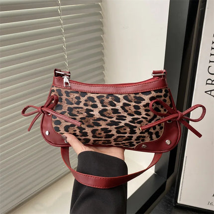 New Armpit Bag Trendy Shoulder Bag Sweet Double Bow Handbag Women's Bag Retro Simple Fashion Armpit Bags