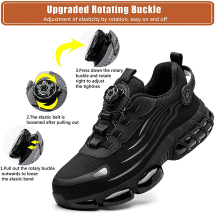 Men's Black Lightweight Steel Toe Safety Sneakers