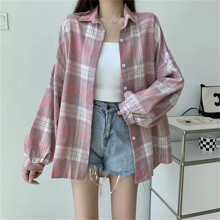 Women's Plaid Button-Up Shirt