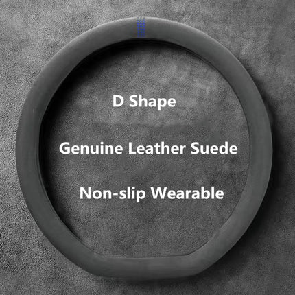 Suede and Cowhide Steering Wheel Cover