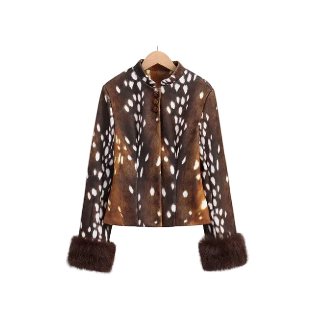 Women's Leopard Print Fur Jacket