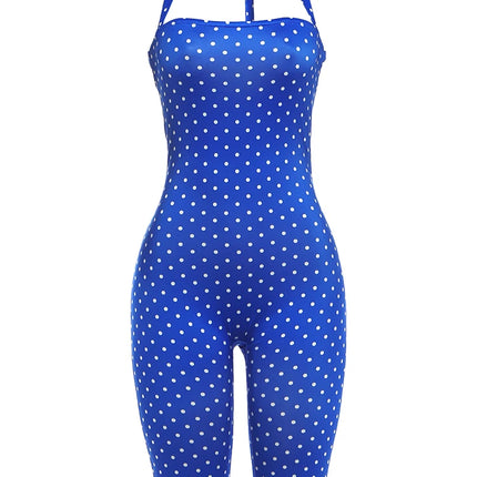 Women's Polka Dot Backless Halter Romper