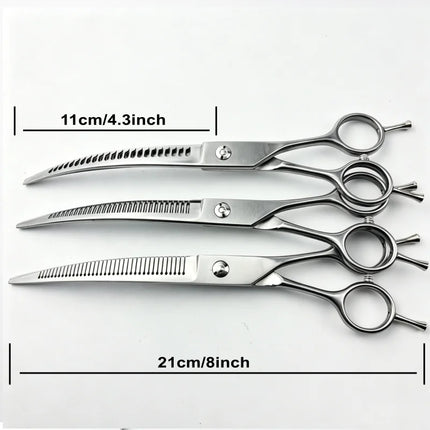 8-Inch Curved Pet Grooming Scissors