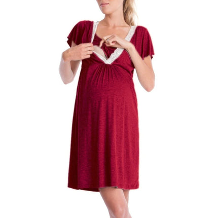 Lace Patchwork Maternity Nursing Dress
