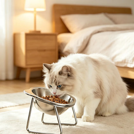 Tilted Stainless Steel Cat Bowl