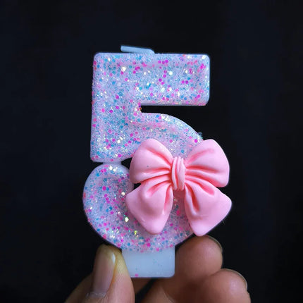 Pink Bow Number Birthday Candles